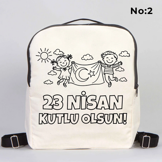 Boyanabilir 25x32x10 cm Siyah Renk VIP Kanvas Sırt Modeli - 23 Nisan Hediyesi - detay görünüm
