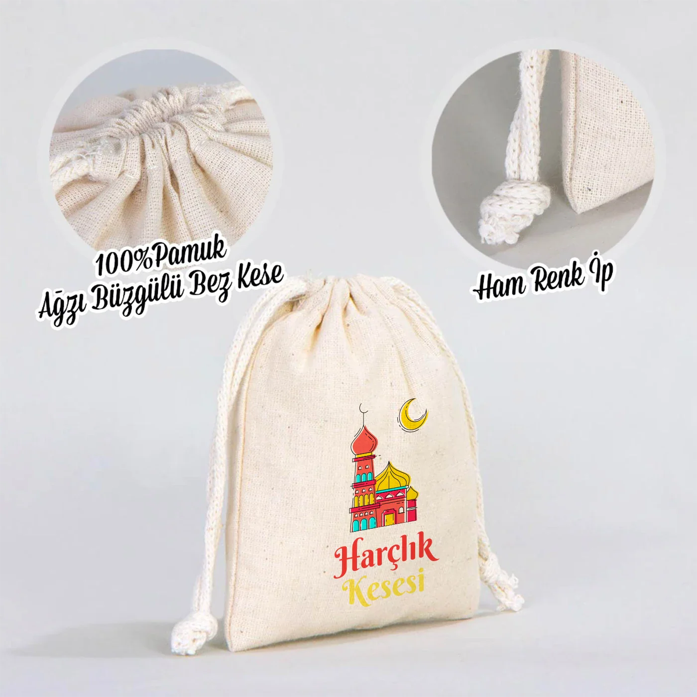 10x13 cm Ham Renk – Bayram Harçlık Kesesi - farklı açı