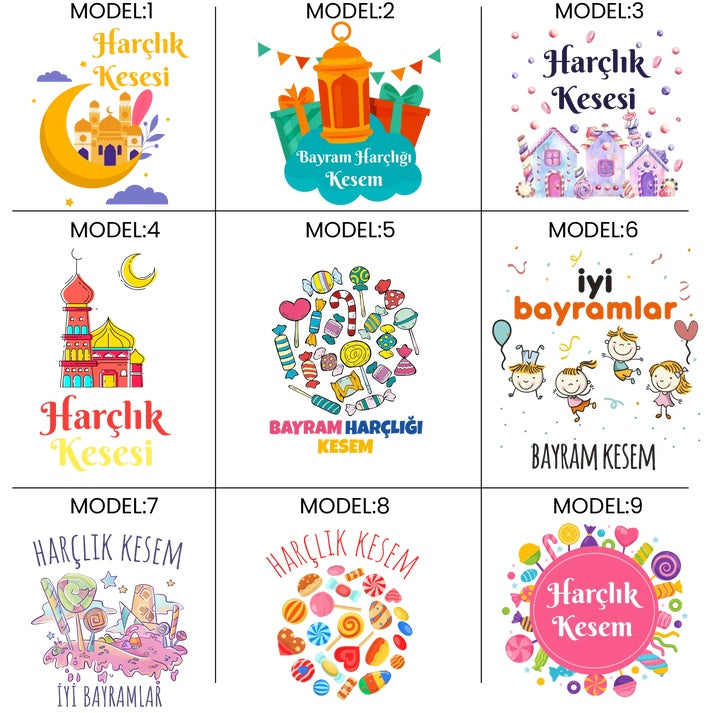 15x20 cm Renkli İp Fuşya Bez Kese – Bayram Harçlık Kesesi - farklı açı