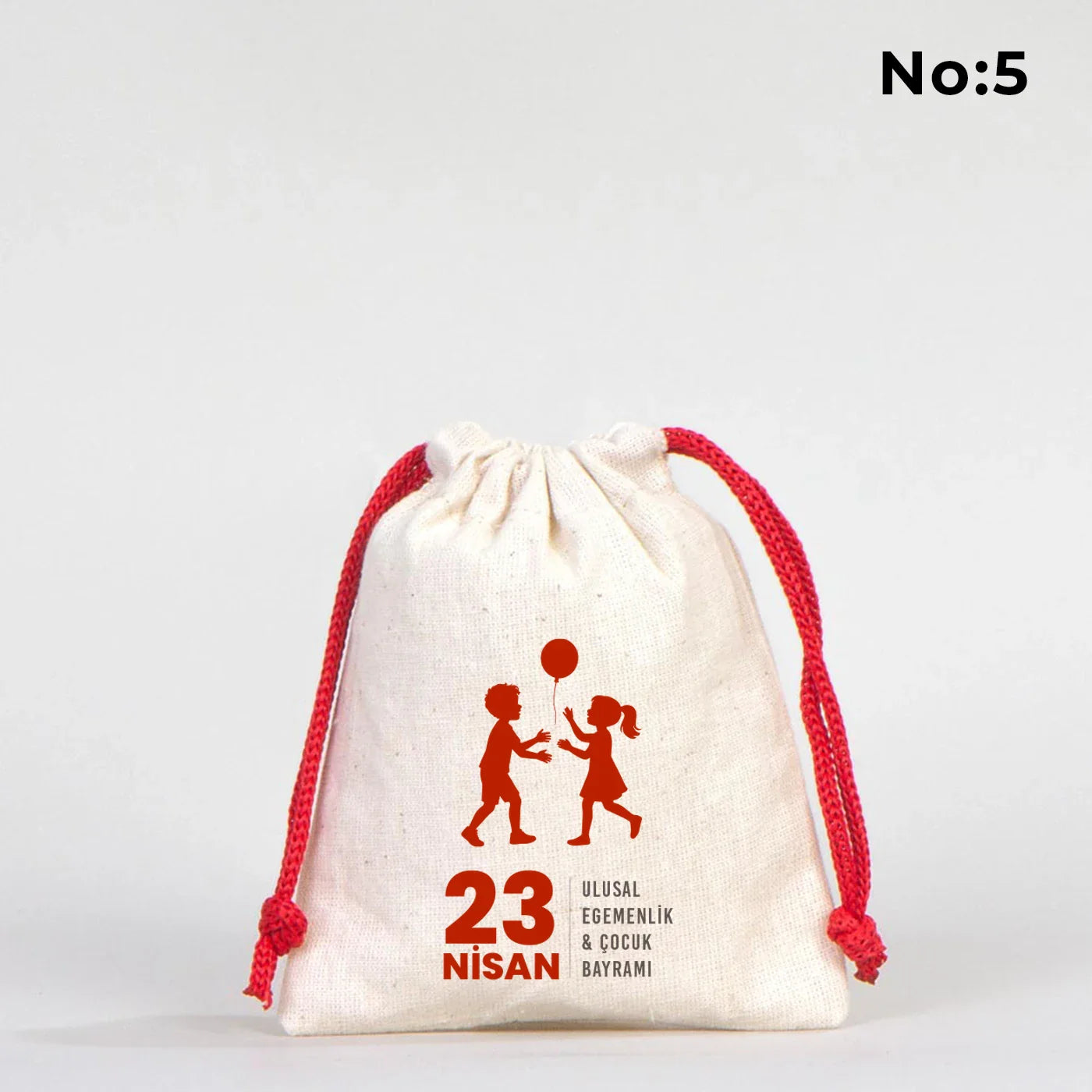 10x13 Kırmızı İpli Bez Kese – 23 Nisan Hediyesi - farklı açı