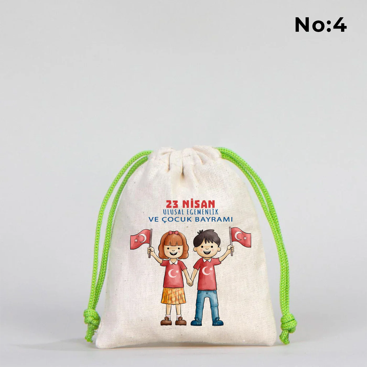 10x13 Yeşil İpli Bez Kese – 23 Nisan Hediyesi - kullanım örneği