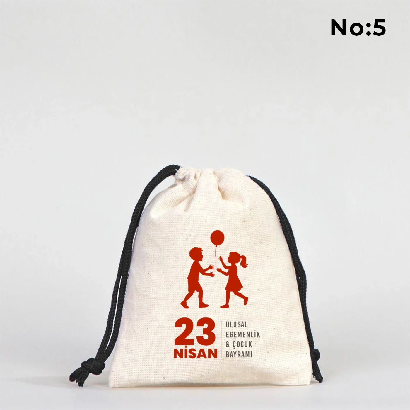 10x13 Siyah İpli Bez Kese – 23 Nisan Hediyesi - farklı açı