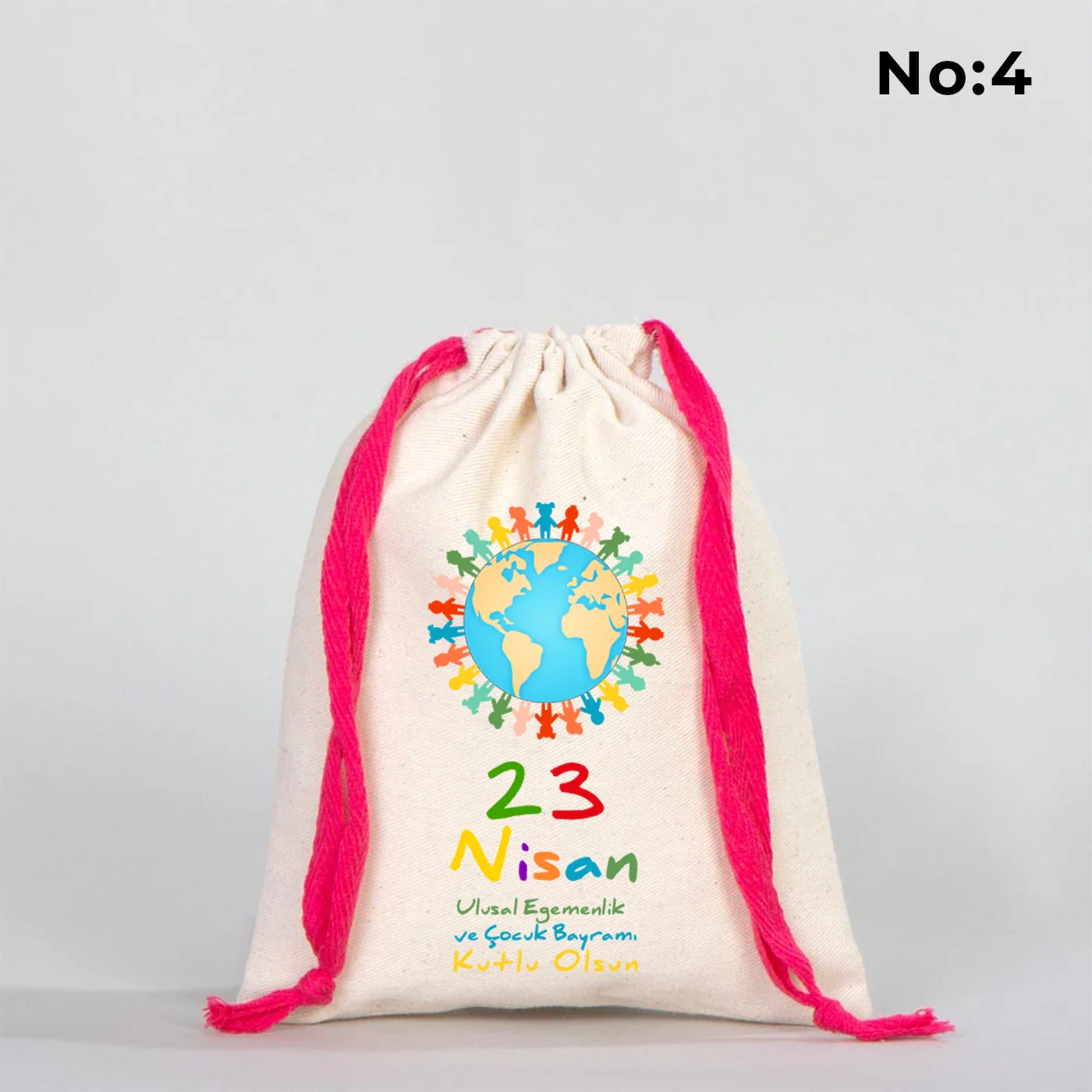 15x20 cm Renkli İp Fuşya Bez Kese – 23 Nisan Hediyesi - kullanım örneği