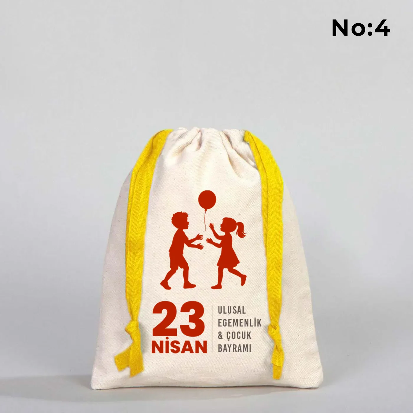 15x20 cm Renkli İp Sarı Bez Kese – 23 Nisan Hediyesi - kullanım örneği