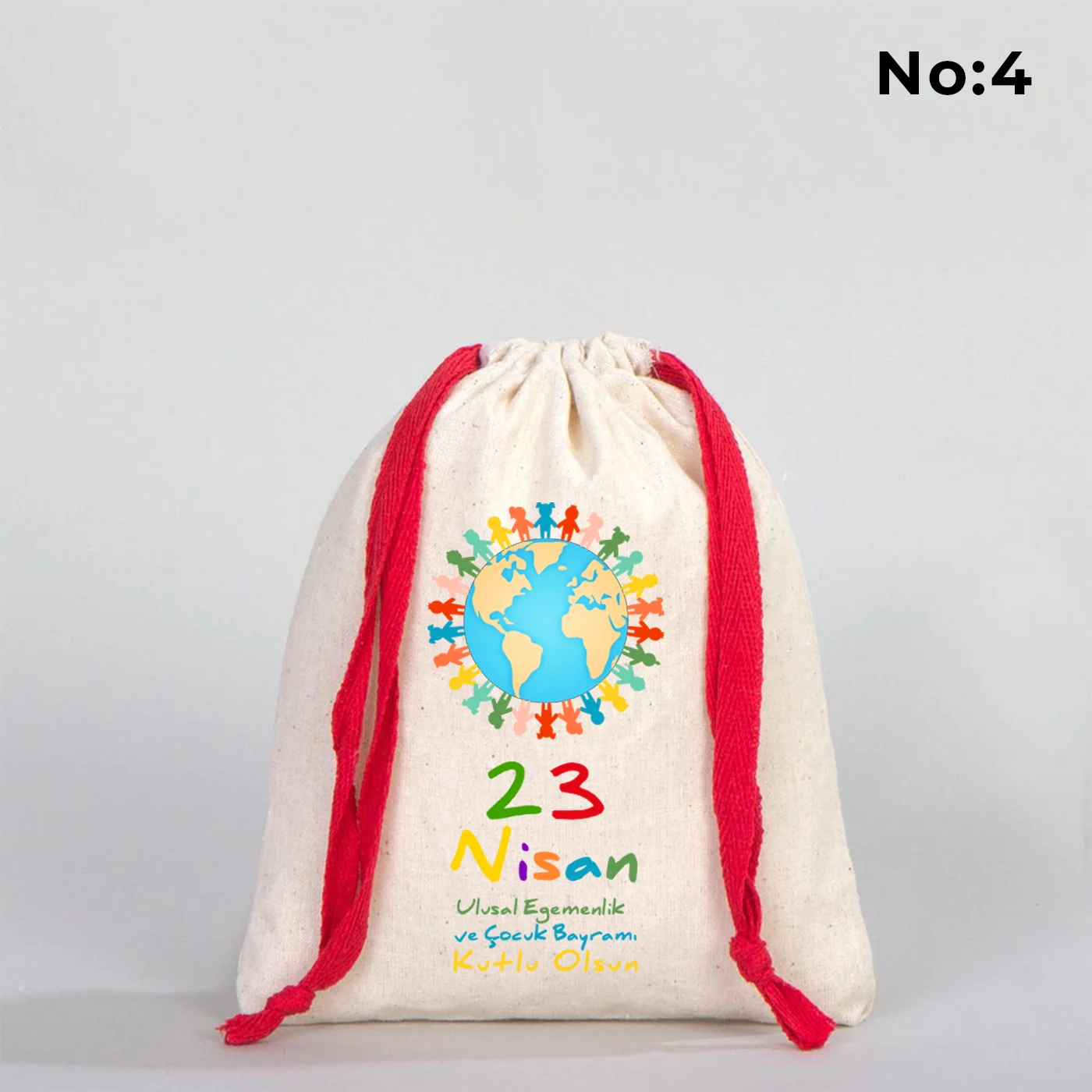 15x20 cm Renkli İp Kırmızı Bez Kese – 23 Nisan Hediyesi - kullanım örneği