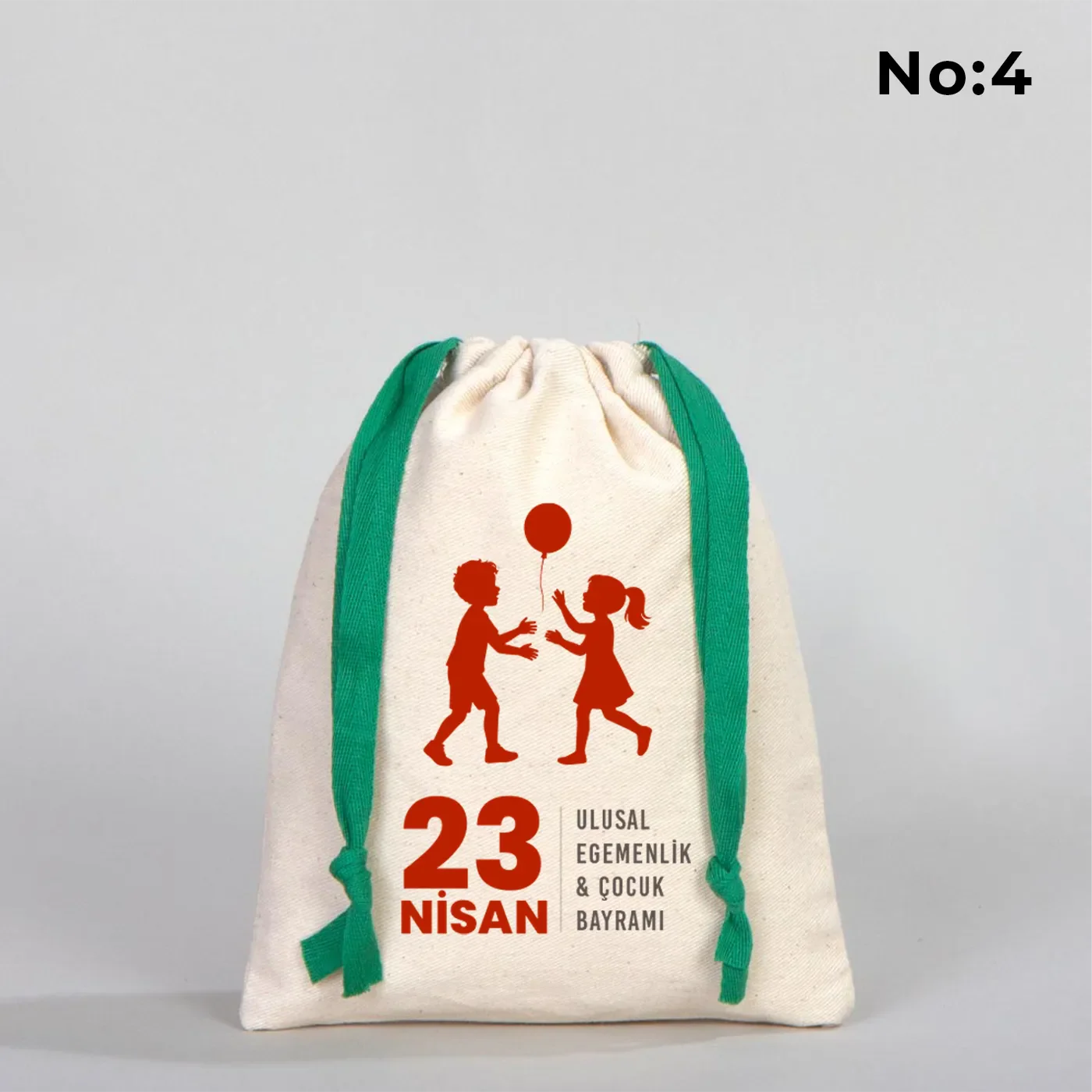 15x20 cm Bez Kese Yeşil İpli - 23 Nisan Hediyesi - kullanım örneği