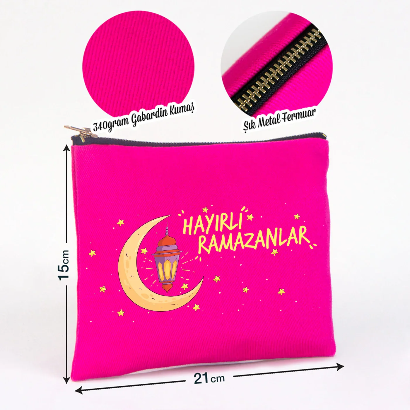 21x15 cm Fuşya Star Clutch - Bayram Harçlık Cüzdanı - farklı açı