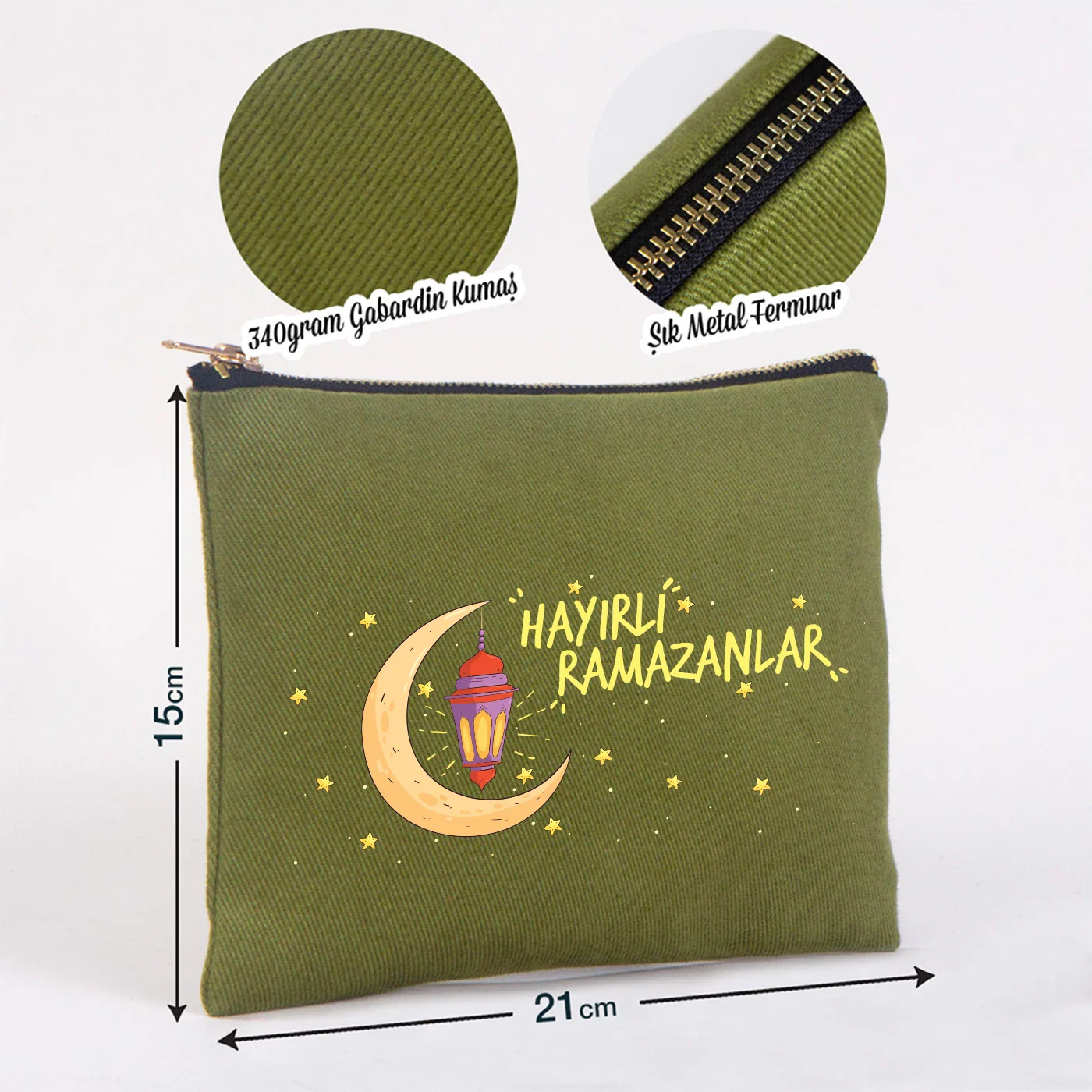 21x15 cm Yeşil Star Clutch - Bayram Harçlık Cüzdanı - farklı açı