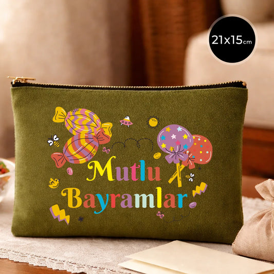 21x15 cm Yeşil Star Clutch - Bayram Harçlık Cüzdanı