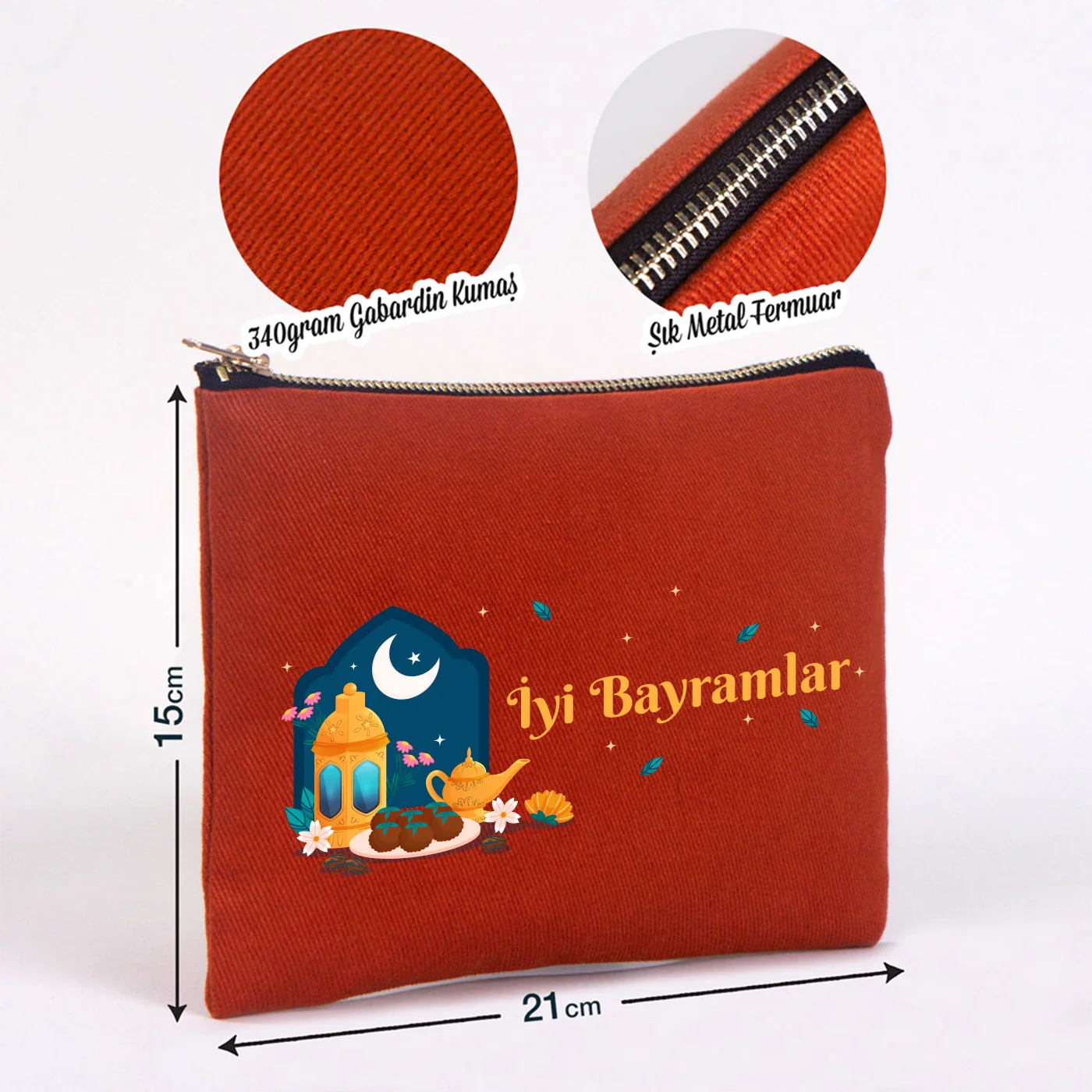 21x15 cm Kiremit Star Clutch - Bayram Harçlık Cüzdanı - farklı açı