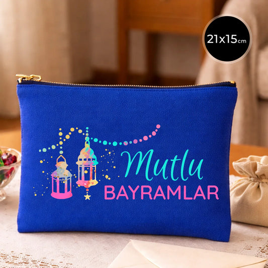 21x15 cm Saks Mavi Star Clutch - Bayram Harçlık Cüzdanı