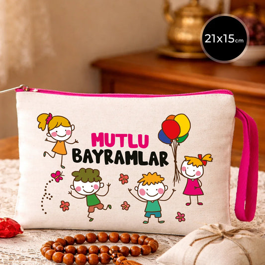 21x15 cm Fuşya Fermuarlı - Bayram Harçlık Cüzdanı