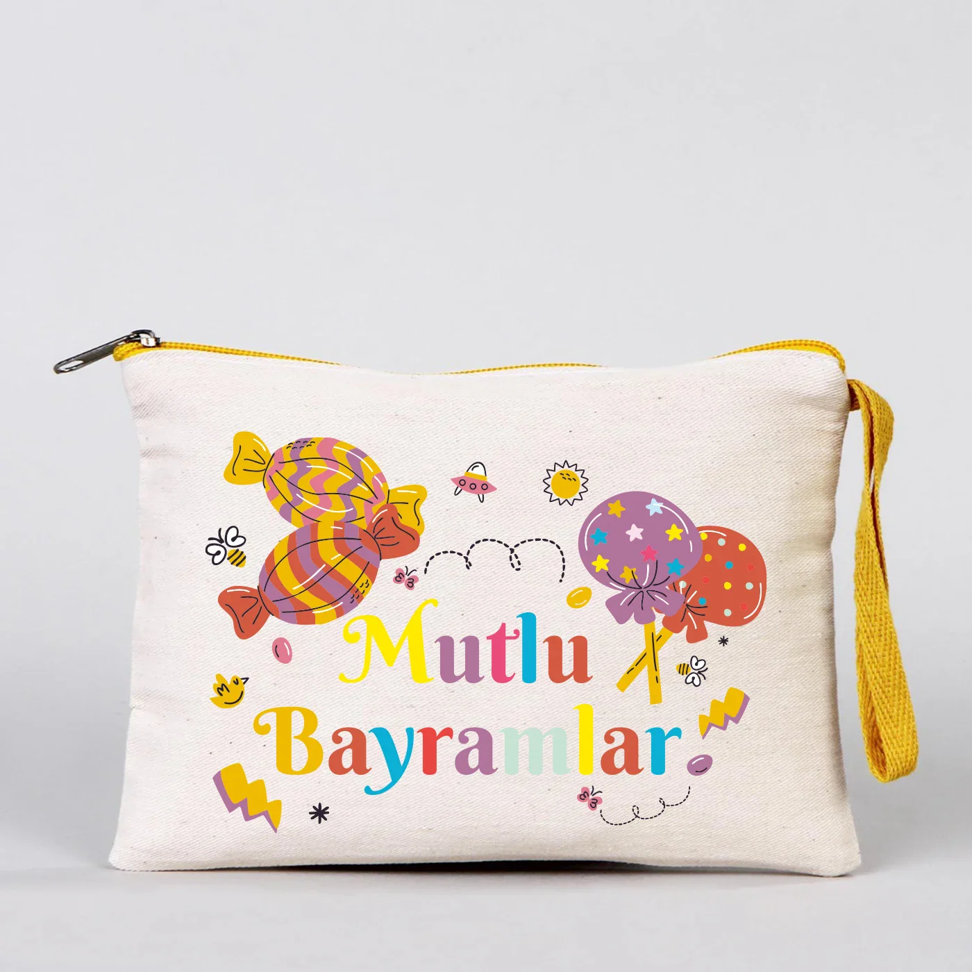 21x15 cm Sarı Fermuarlı - Bayram Harçlık Cüzdanı - detay görünüm
