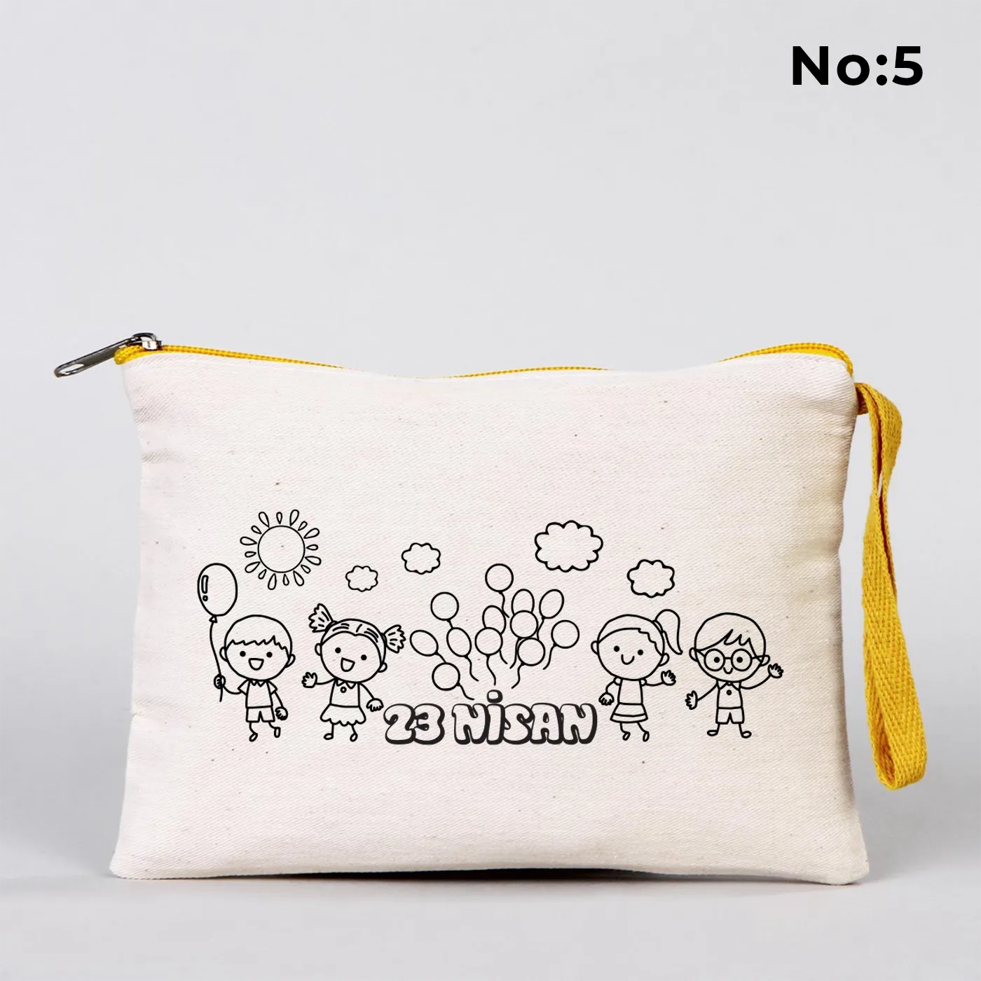 Boyanabilir 21x15 cm Sarı Fermuarlı - 23 Nisan Hediyesi - farklı açı