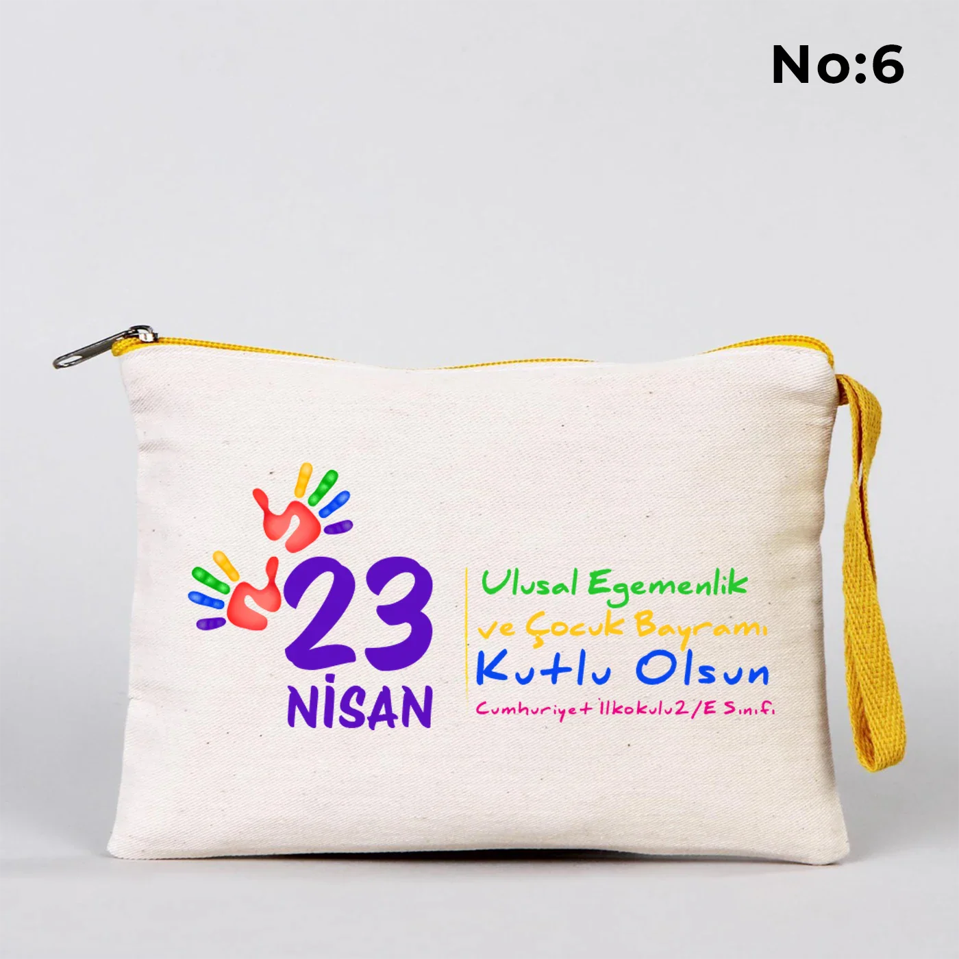 21x15 cm Sarı Fermuarlı Kalemlik - 23 Nisan Hediyesi (Okul-Sınıf Baskılı) - görsel 6