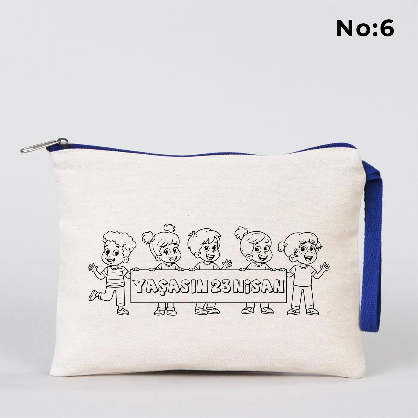 Boyanabilir 21x15 cm Saks Mavi Fermuarlı - 23 Nisan Hediyesi - görsel 6