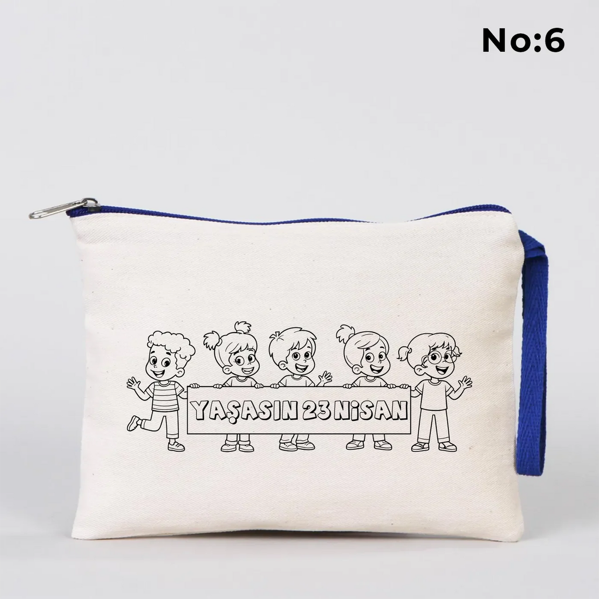 Boyanabilir 21x15 cm Saks Mavi Fermuarlı - 23 Nisan Hediyesi - görsel 6