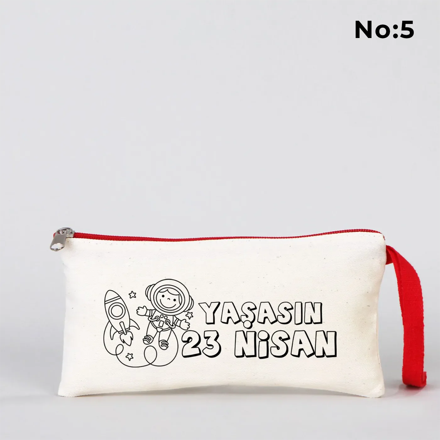 Boyanabilir 21x10 cm Kırmızı Fermuarlı Bez Kese - 23 Nisan Hediyesi - farklı açı