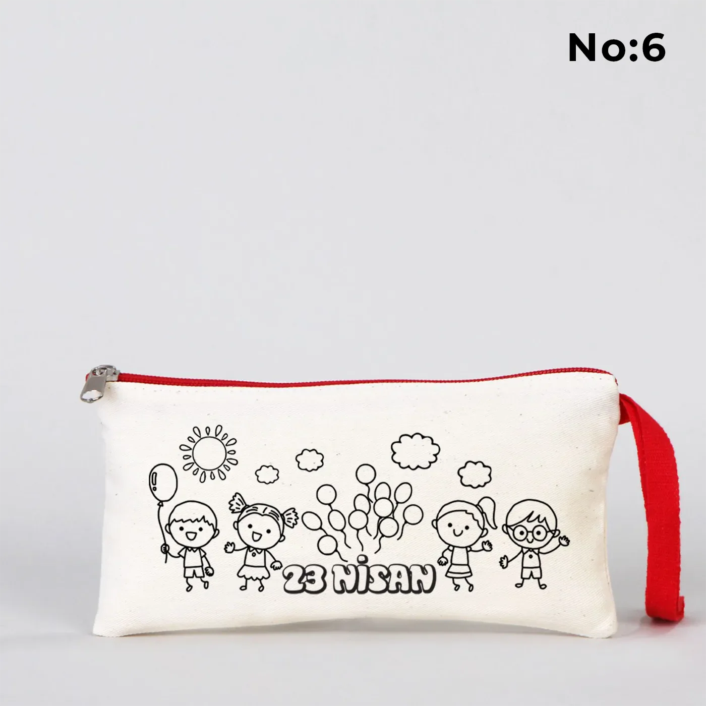 Boyanabilir 21x10 cm Kırmızı Fermuarlı Bez Kese - 23 Nisan Hediyesi - görsel 6