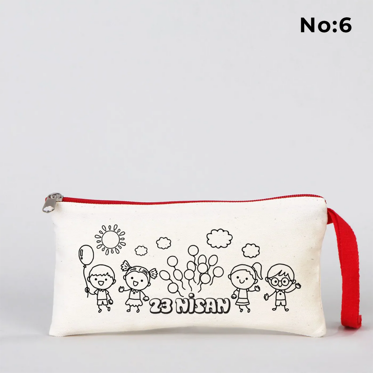 Boyanabilir 21x10 cm Kırmızı Fermuarlı Bez Kese - 23 Nisan Hediyesi - görsel 6