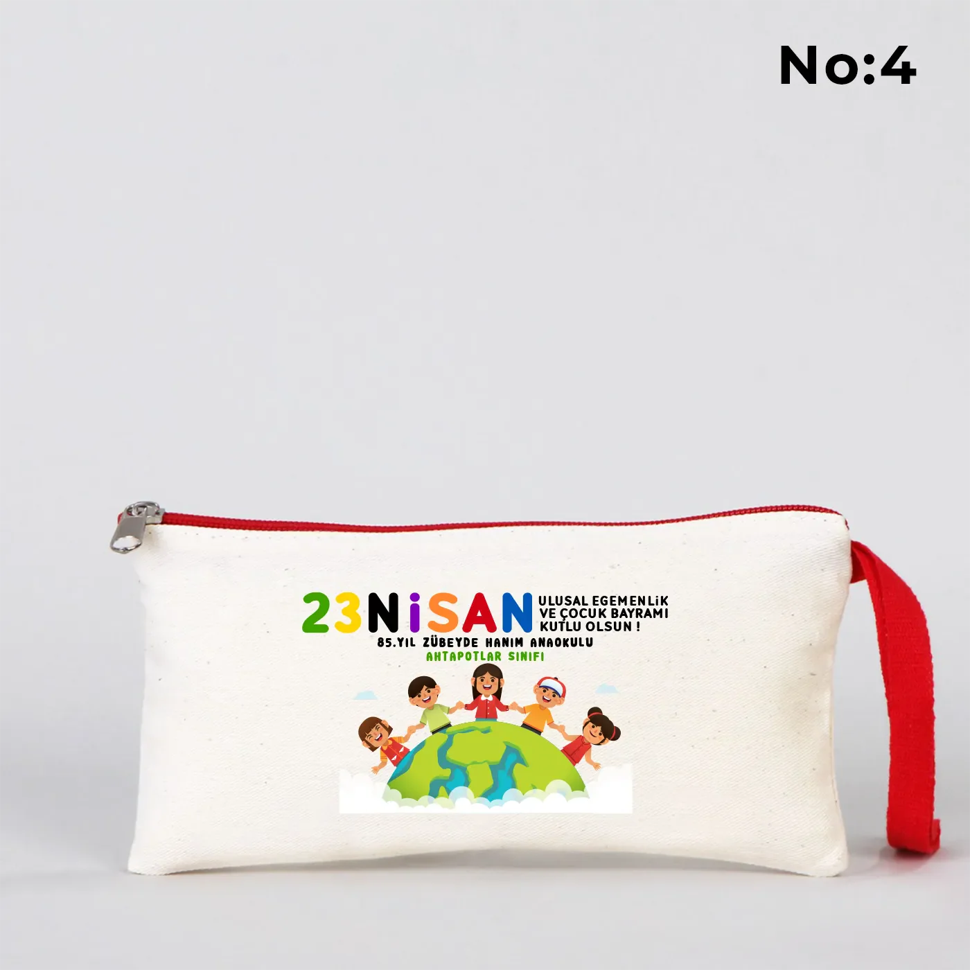 21x10 cm Kırmızı Fermuarlı Kalemlik - 23 Nisan Hediyesi (Okul-Sınıf Baskılı) - kullanım örneği