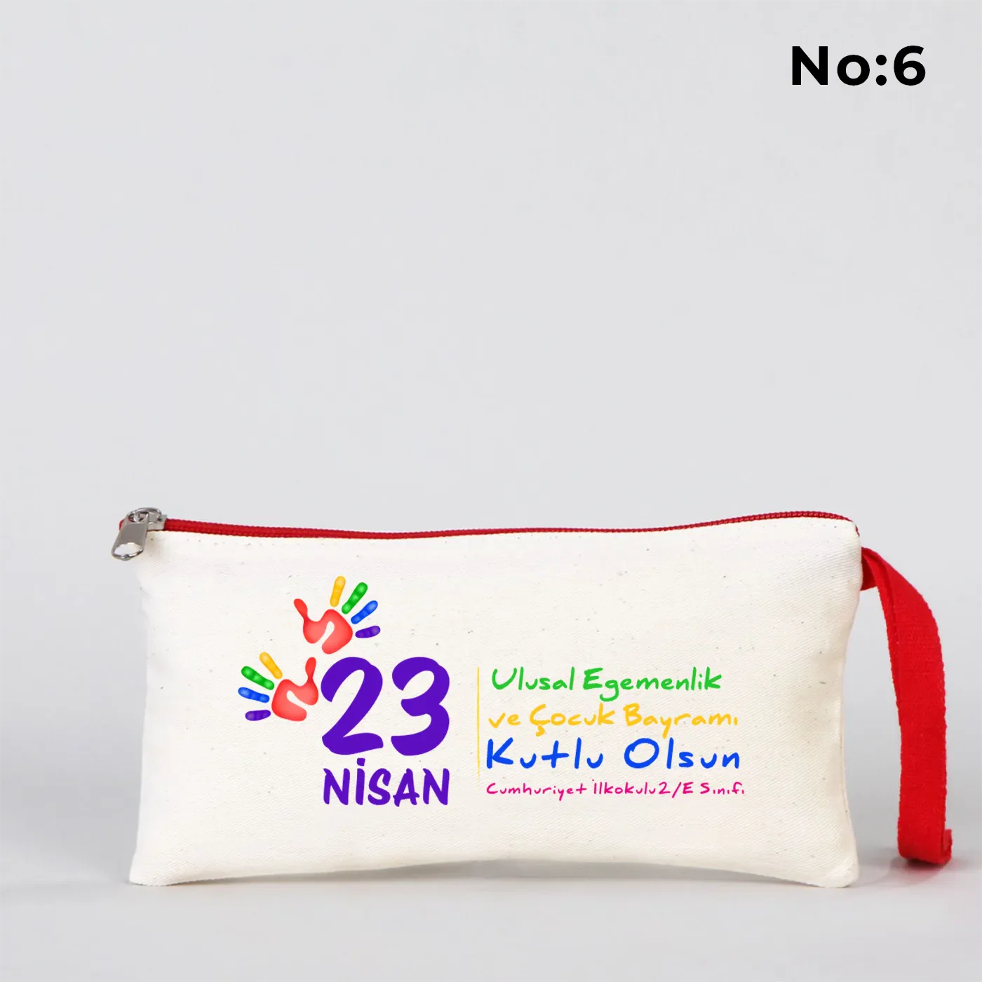 21x10 cm Kırmızı Fermuarlı Kalemlik - 23 Nisan Hediyesi (Okul-Sınıf Baskılı) - görsel 6