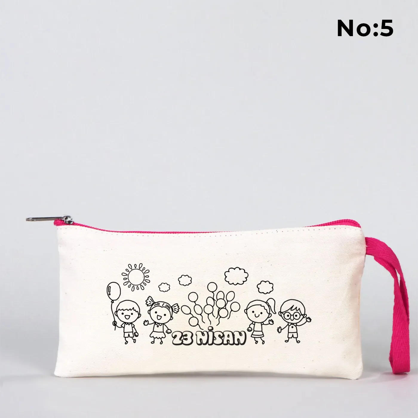 Boyanabilir 21x10 cm Fuşya Fermuarlı Bez Kese - 23 Nisan Hediyesi - farklı açı