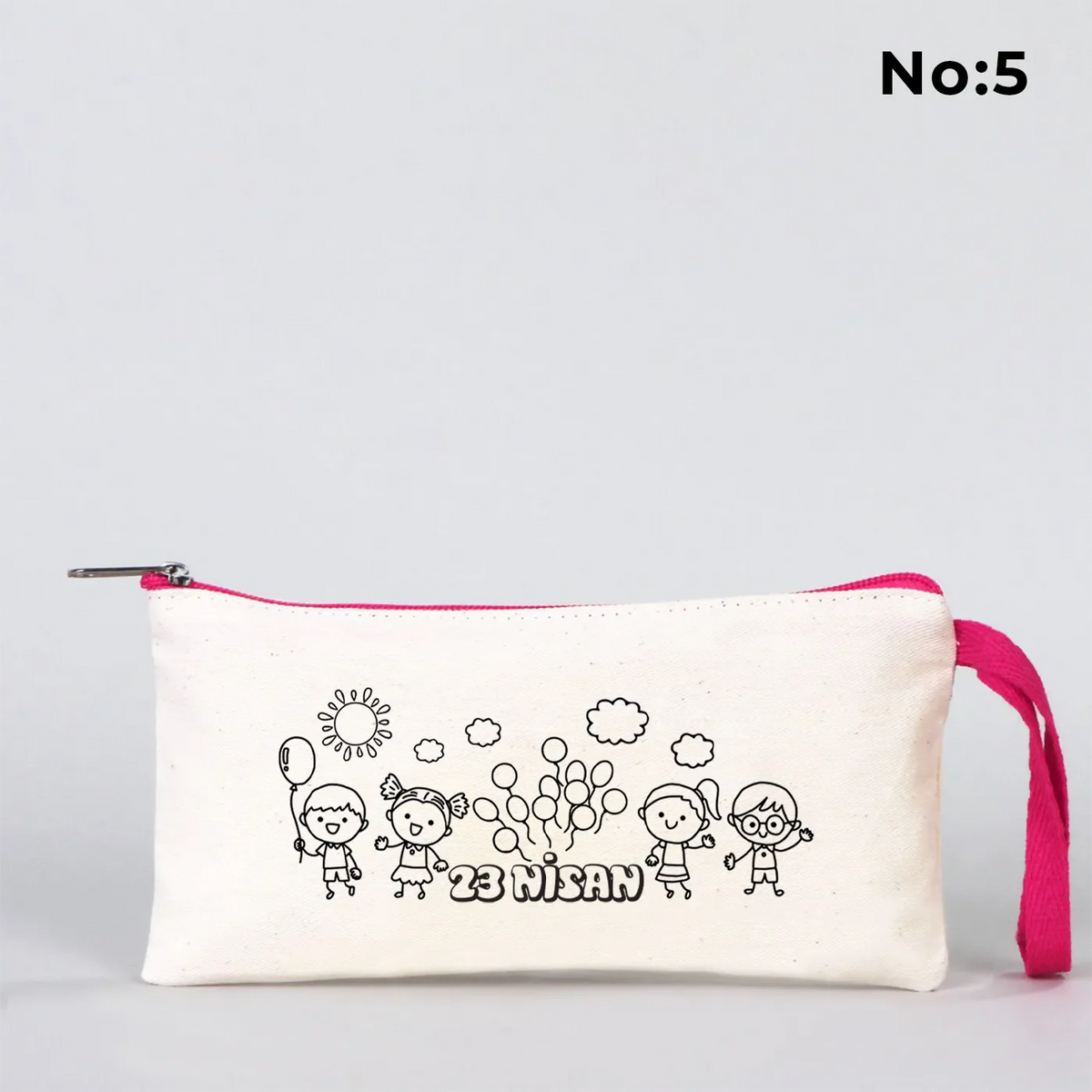 Boyanabilir 21x10 cm Fuşya Fermuarlı Bez Kese - 23 Nisan Hediyesi - farklı açı
