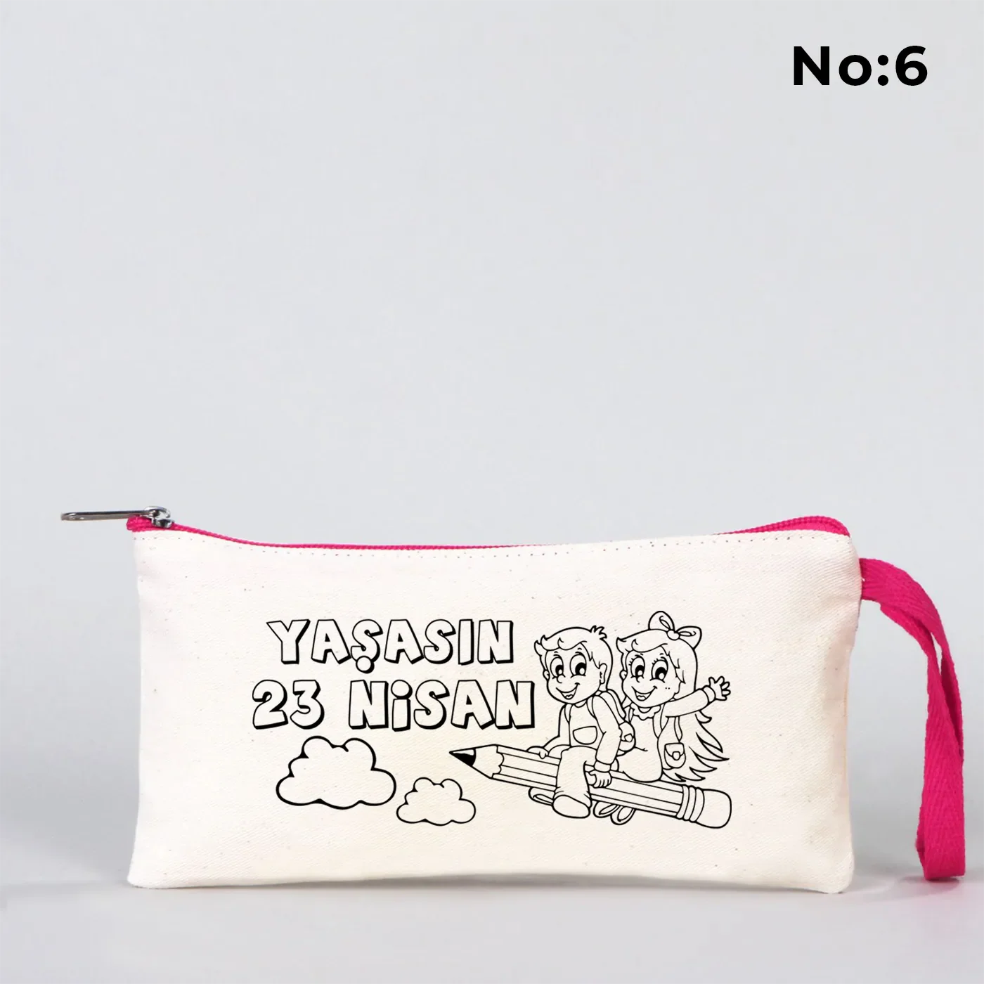 Boyanabilir 21x10 cm Fuşya Fermuarlı Bez Kese - 23 Nisan Hediyesi - görsel 6