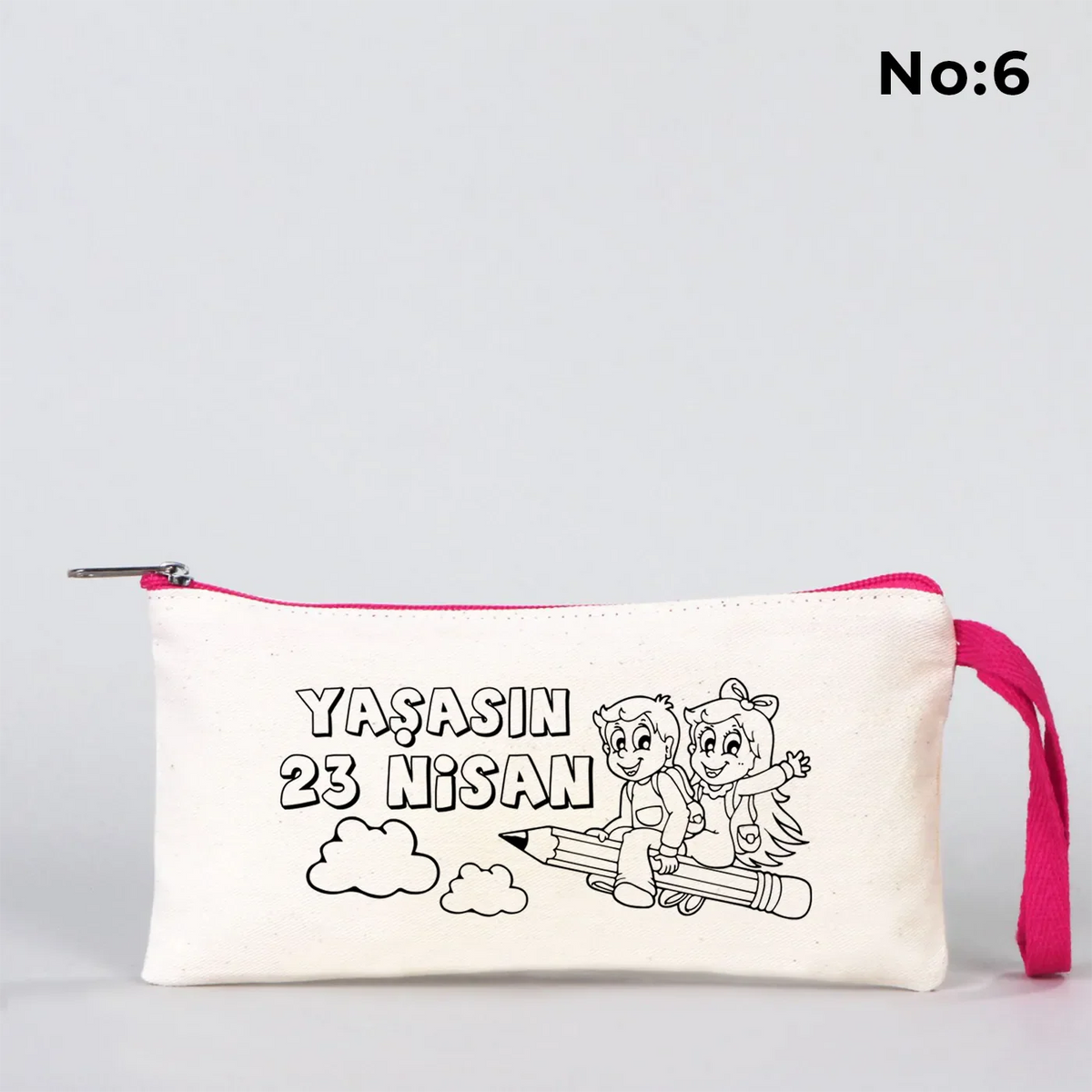 Boyanabilir 21x10 cm Fuşya Fermuarlı Bez Kese - 23 Nisan Hediyesi - görsel 6