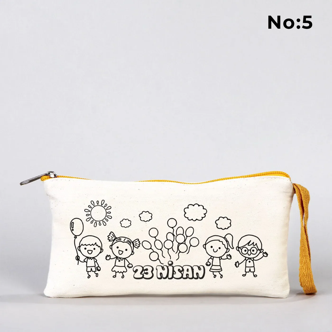Boyanabilir 21x10 cm Sarı Fermuarlı Bez Kese - 23 Nisan Hediyesi - farklı açı