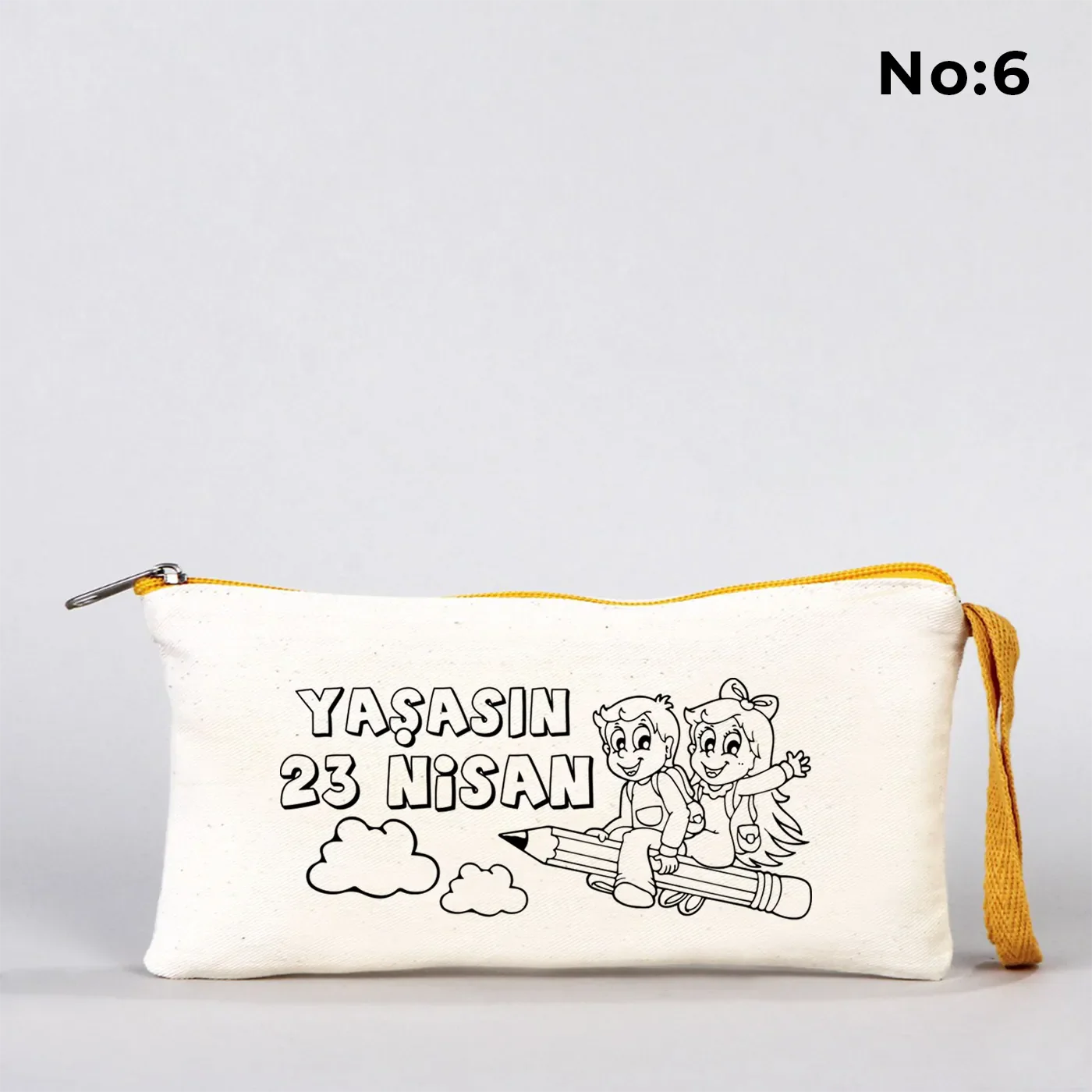 Boyanabilir 21x10 cm Sarı Fermuarlı Bez Kese - 23 Nisan Hediyesi - görsel 6
