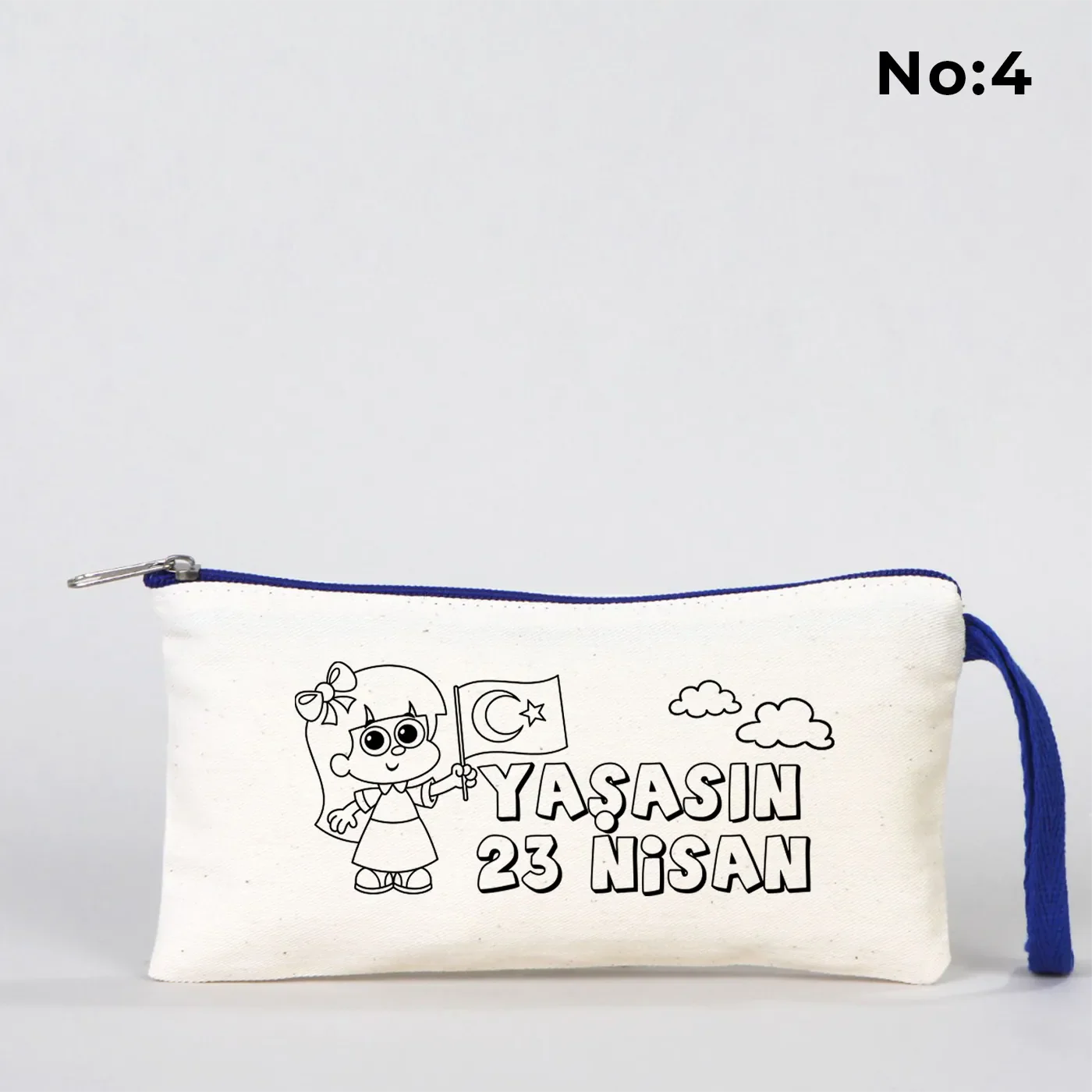 Boyanabilir 21x10 cm Saks Mavi Fermuarlı Bez Kese - 23 Nisan Hediyesi - kullanım örneği