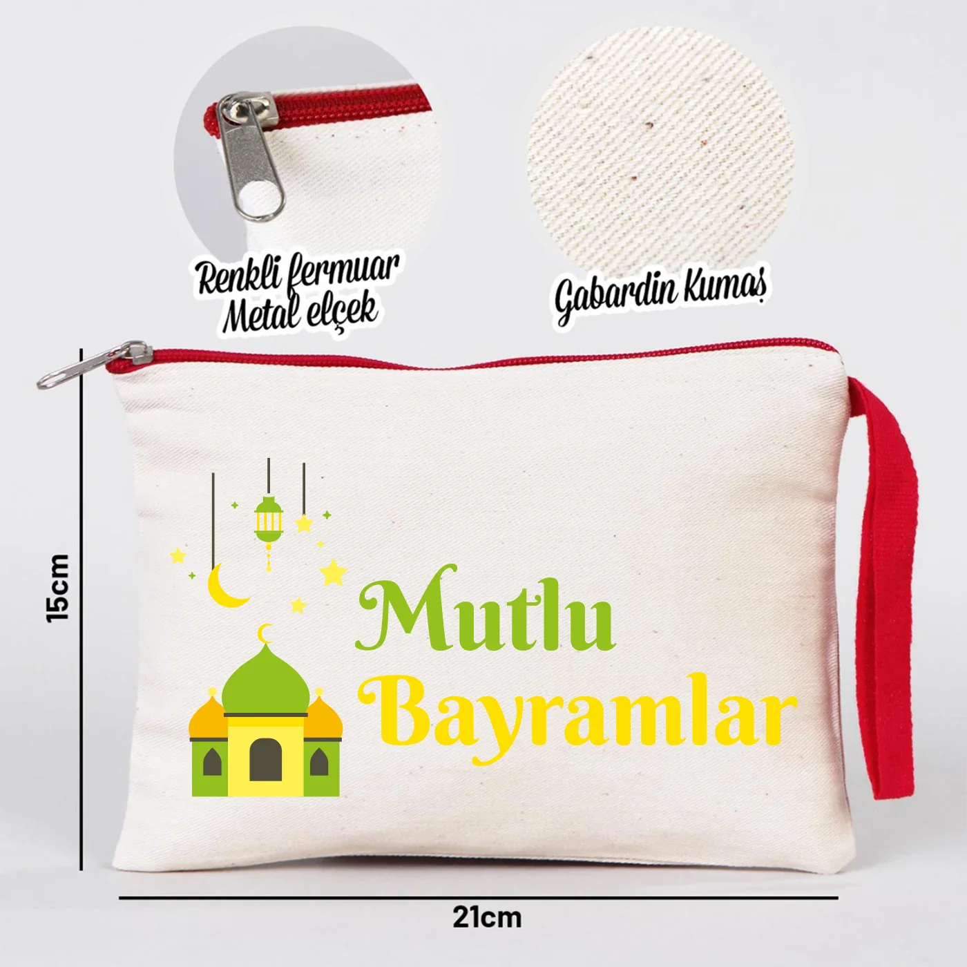 21x15 cm Kırmızı Fermuarlı - Bayram Harçlık Cüzdanı - farklı açı