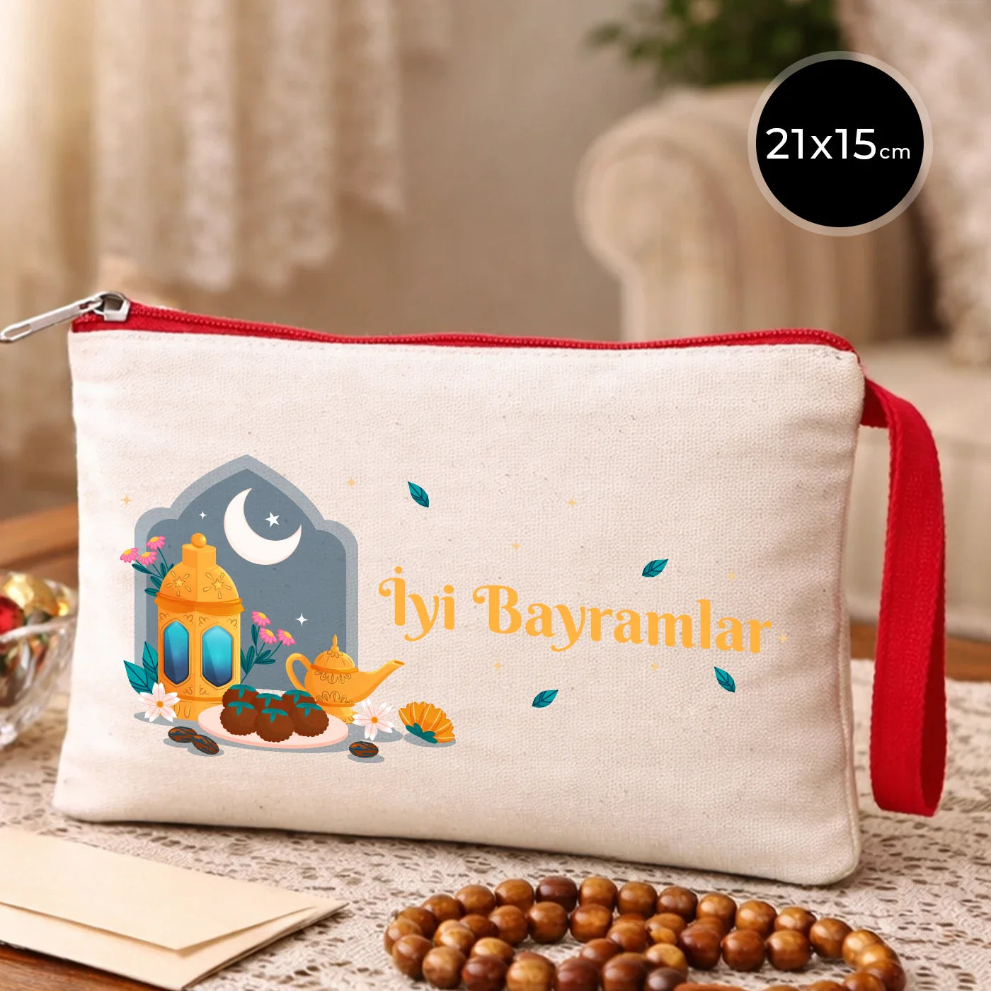 21x15 cm Kırmızı Fermuarlı - Bayram Harçlık Cüzdanı