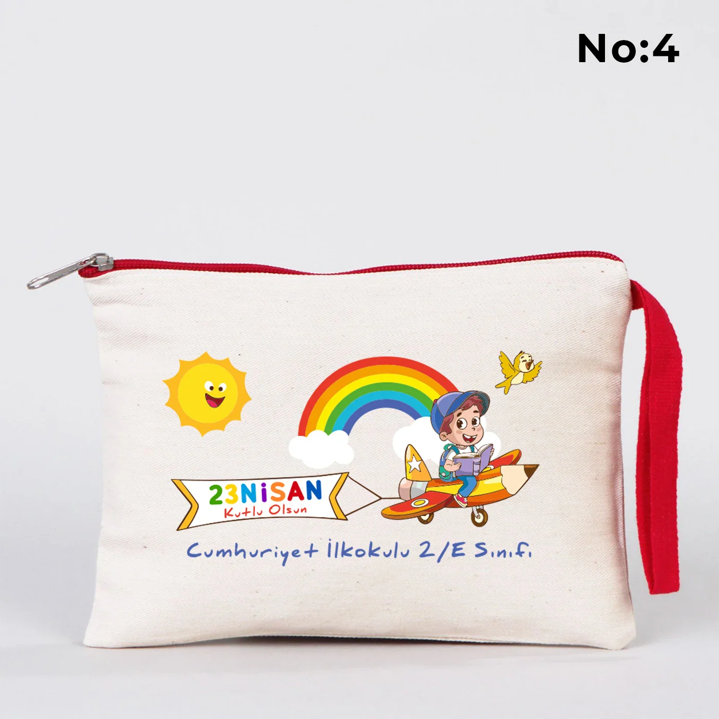 21x15 cm Kırmızı Fermuarlı Kalemlik - 23 Nisan Hediyesi (Okul-Sınıf Baskılı) - kullanım örneği