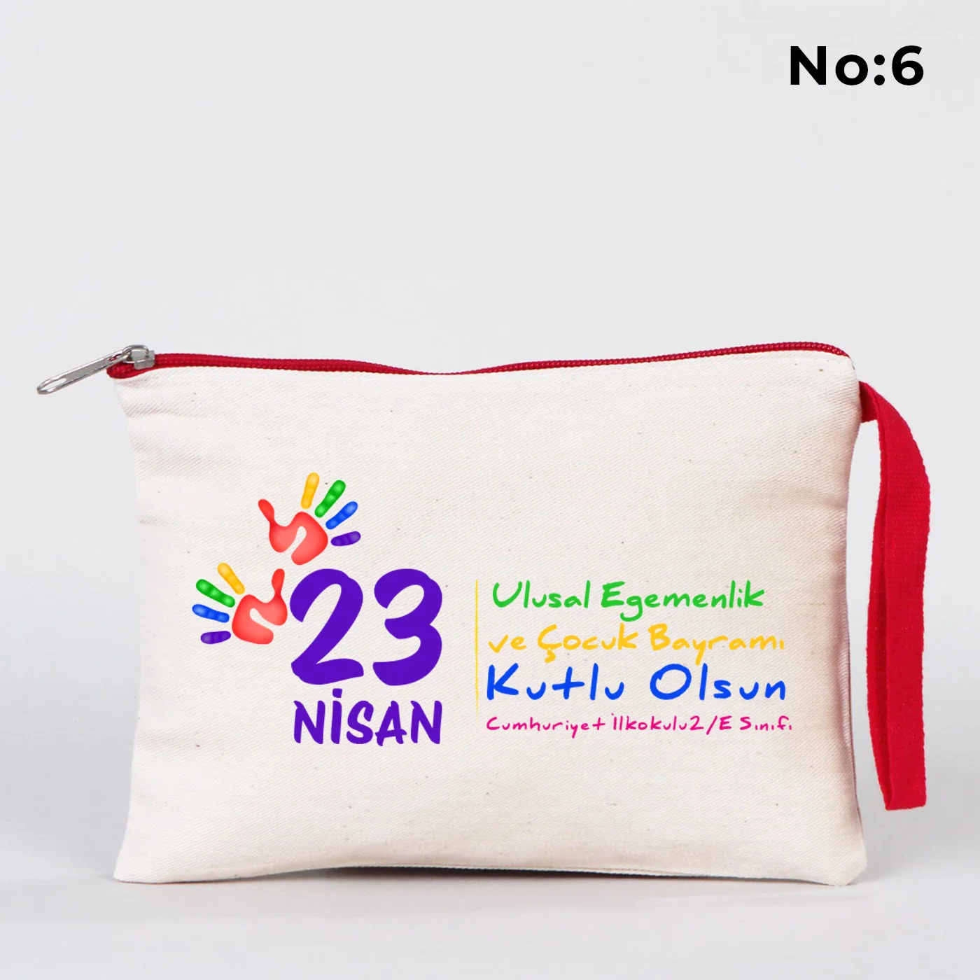 21x15 cm Kırmızı Fermuarlı Kalemlik - 23 Nisan Hediyesi (Okul-Sınıf Baskılı) - görsel 6