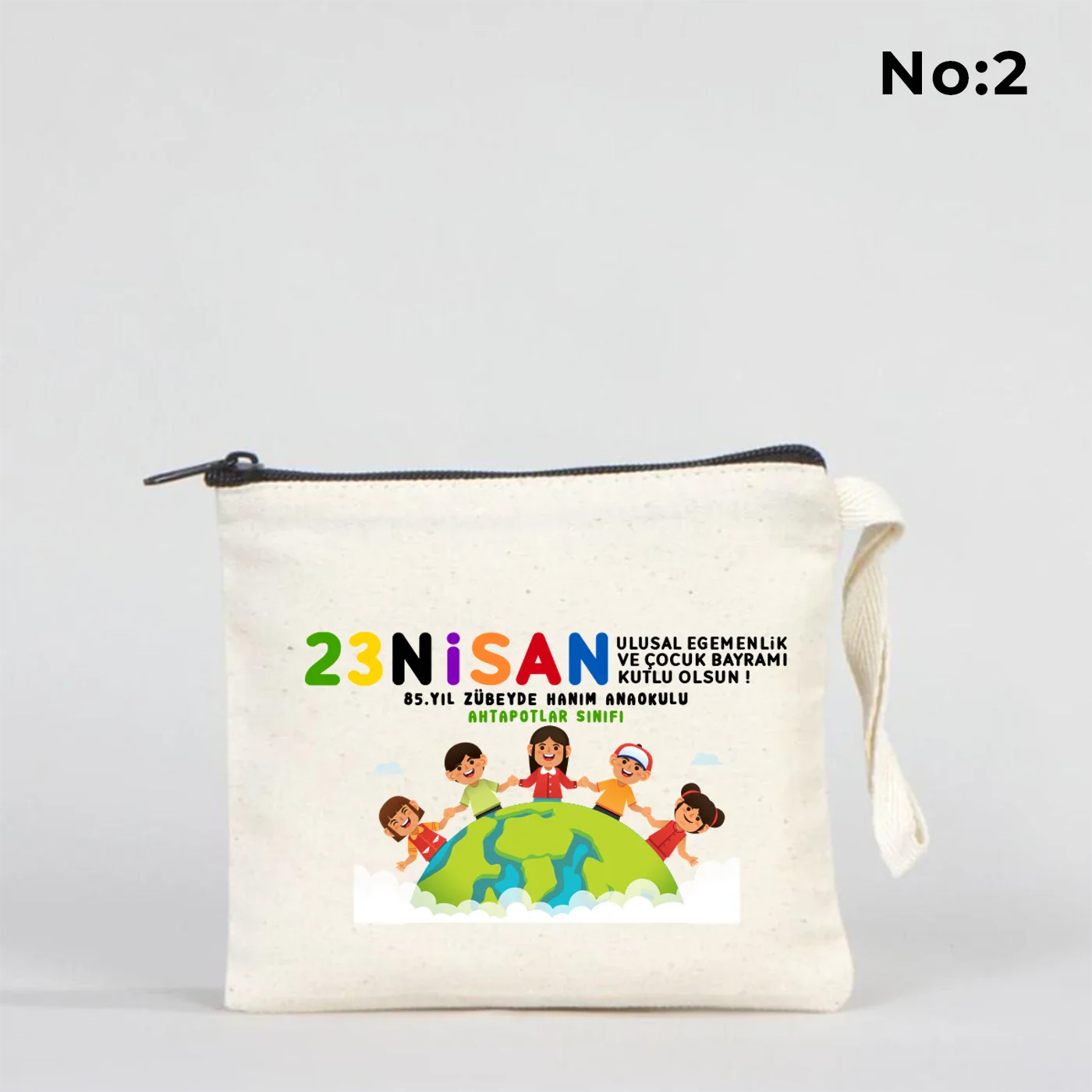 15x13 cm Clutch Modeli Günlük Kullanım - 23 Nisan  (Okul-Sınıf Baskılı) - detay görünüm