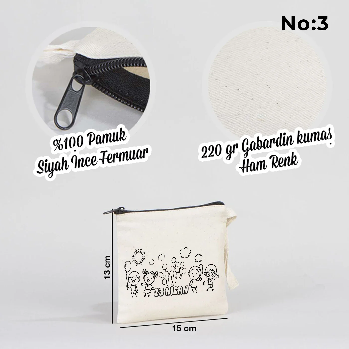 Boyanabilir 15x13 cm Clutch Astarsız Çanta - 23 Nisan Hediyelik - yakın çekim