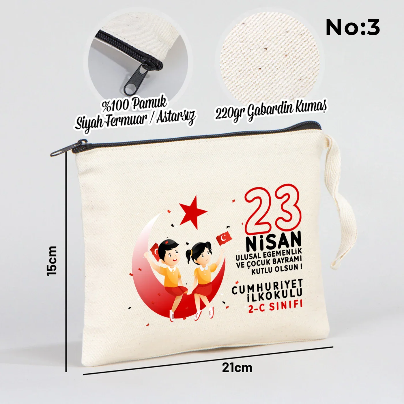 21x15 cm Clutch - 23 Nisan Hediyesi (Okul-Sınıf Baskılı) - yakın çekim