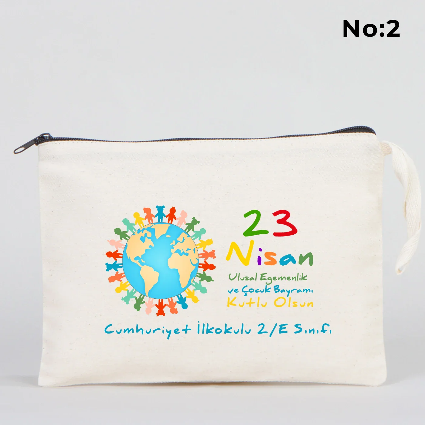 25x18 cm Ham Renk Astarsız Kalemlik - 23 Nisan Hediyesi (Okul-Sınıf Baskılı) - detay görünüm