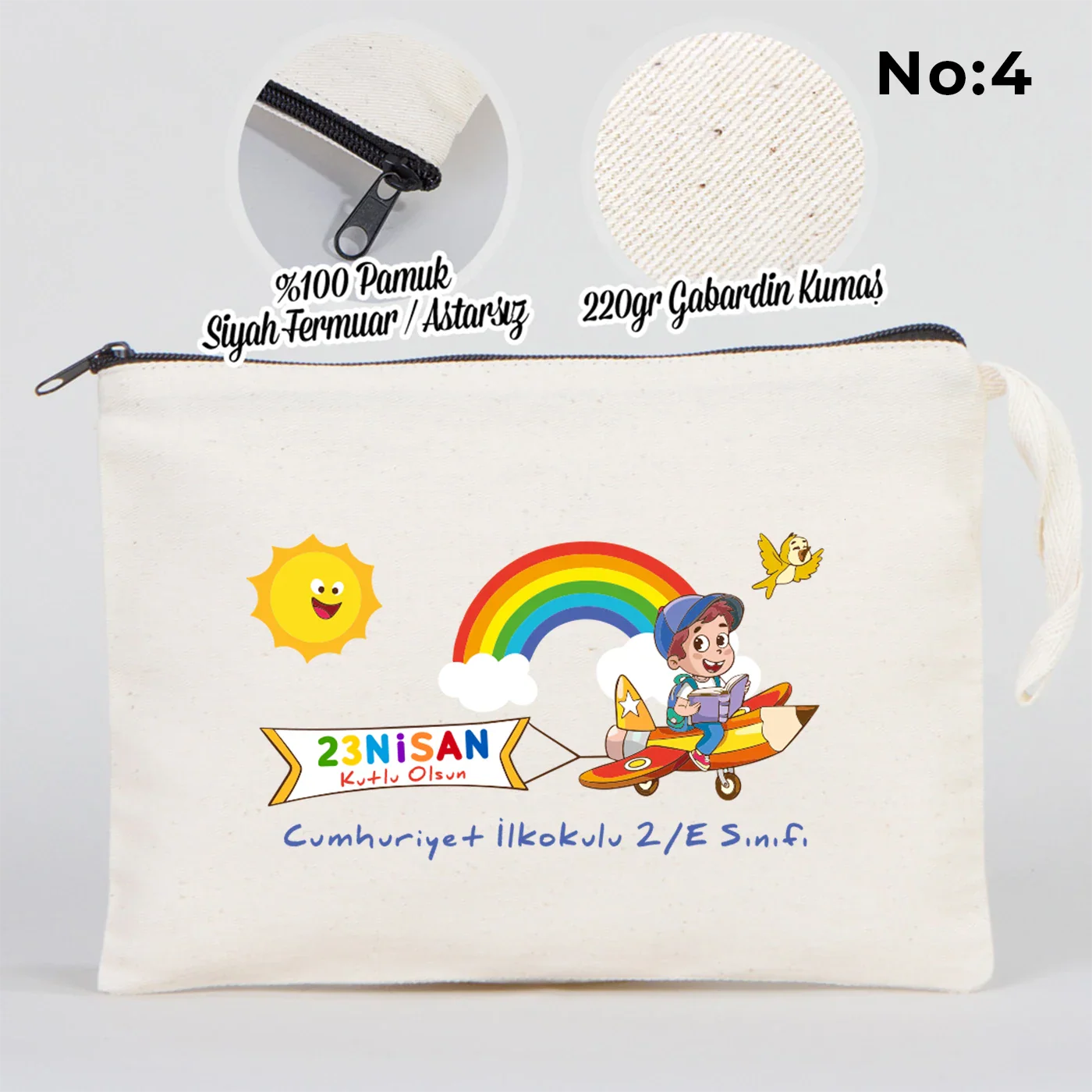 25x18 cm Ham Renk Astarsız Kalemlik - 23 Nisan Hediyesi (Okul-Sınıf Baskılı) - kullanım örneği