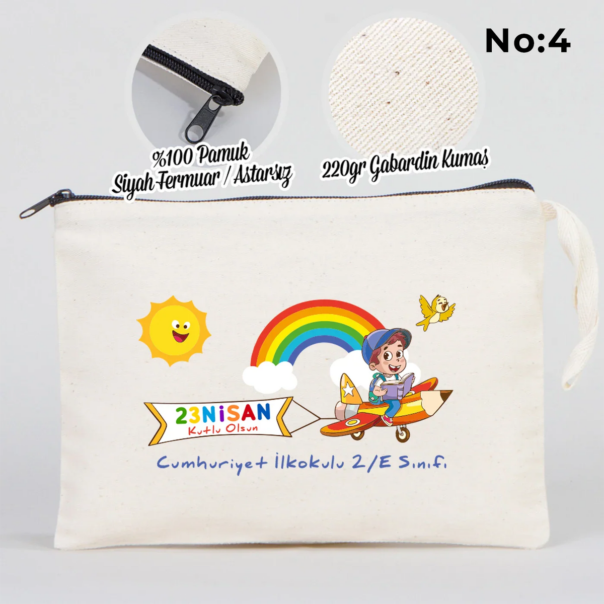25x18 cm Ham Renk Astarsız Kalemlik - 23 Nisan Hediyesi (Okul-Sınıf Baskılı) - kullanım örneği