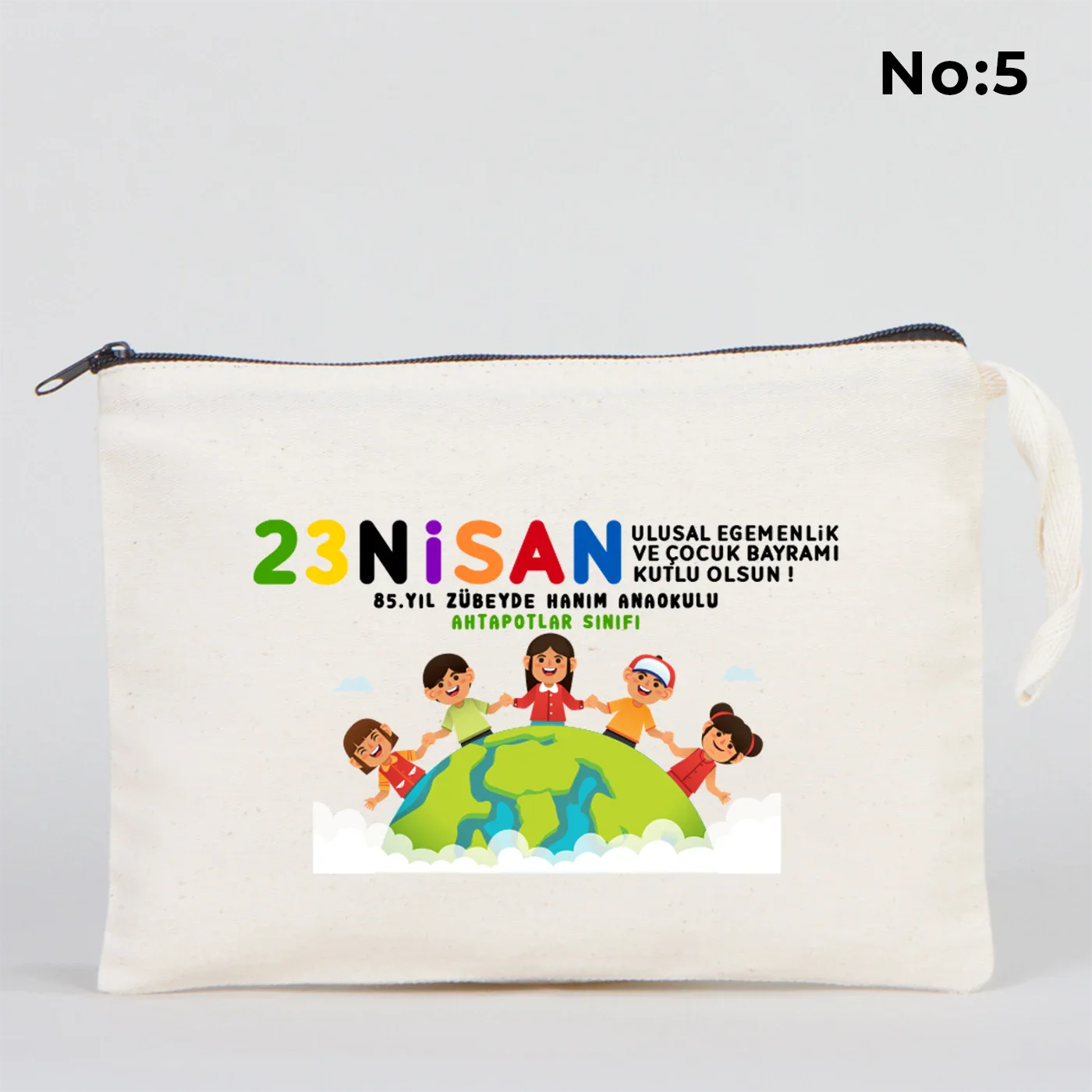 25x18 cm Ham Renk Astarsız Kalemlik - 23 Nisan Hediyesi (Okul-Sınıf Baskılı) - farklı açı
