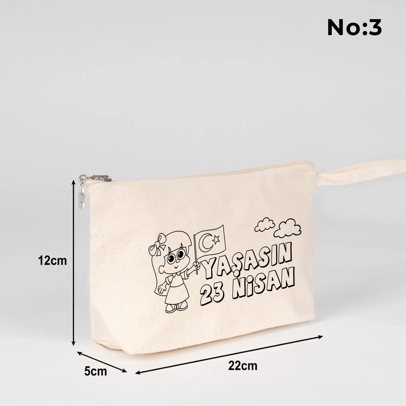 Boyanabilir 22x12x5 cm Körüklü Kanvas Kalemlik - 23 Nisan Hediyesi - yakın çekim