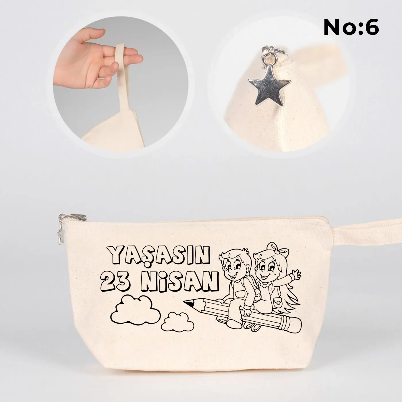Boyanabilir 22x12x5 cm Körüklü Kanvas Kalemlik - 23 Nisan Hediyesi - görsel 6