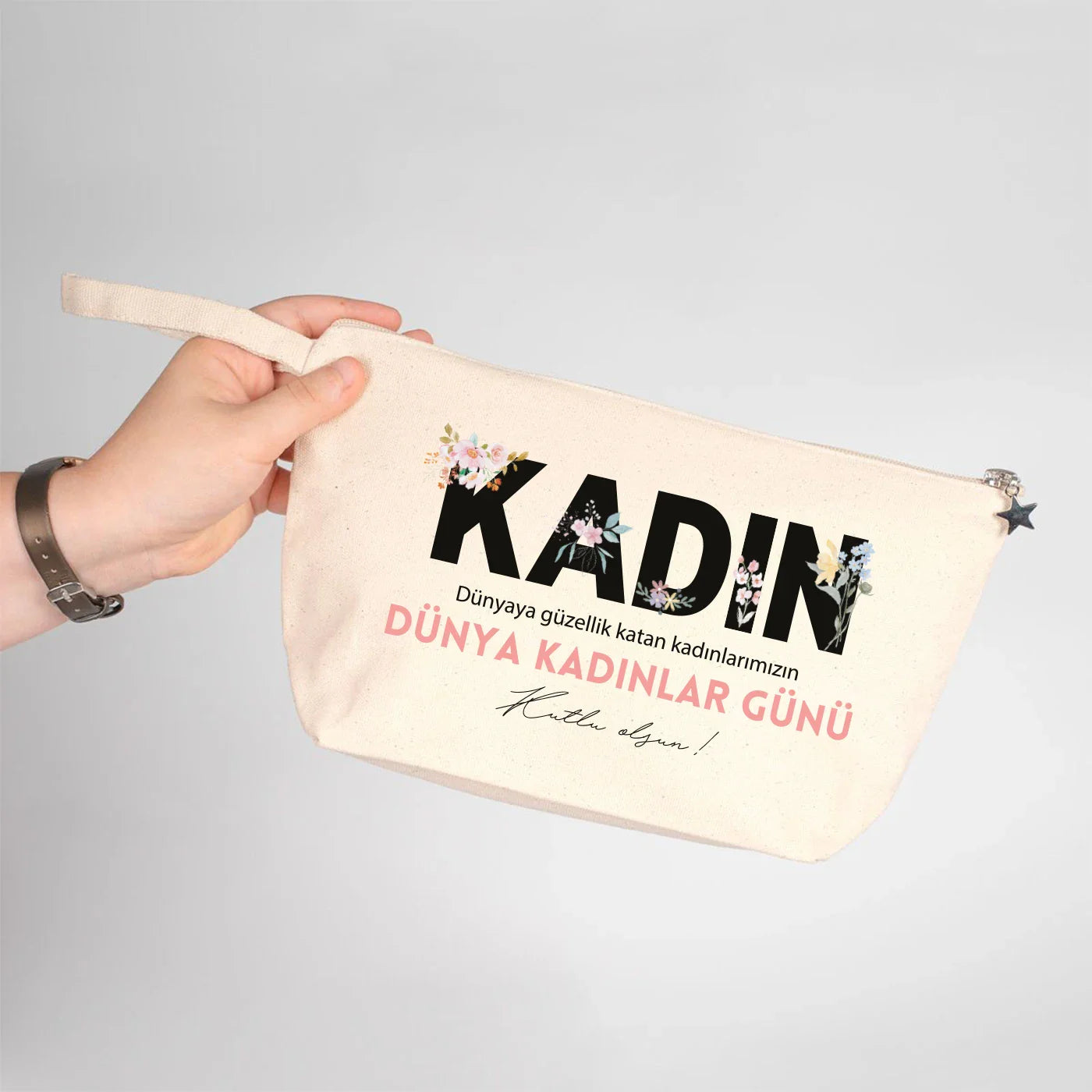 25x15x6 cm Körüklü Kanvas Clutch Çanta – Kadınlar Günü Hediyesi - görsel 8