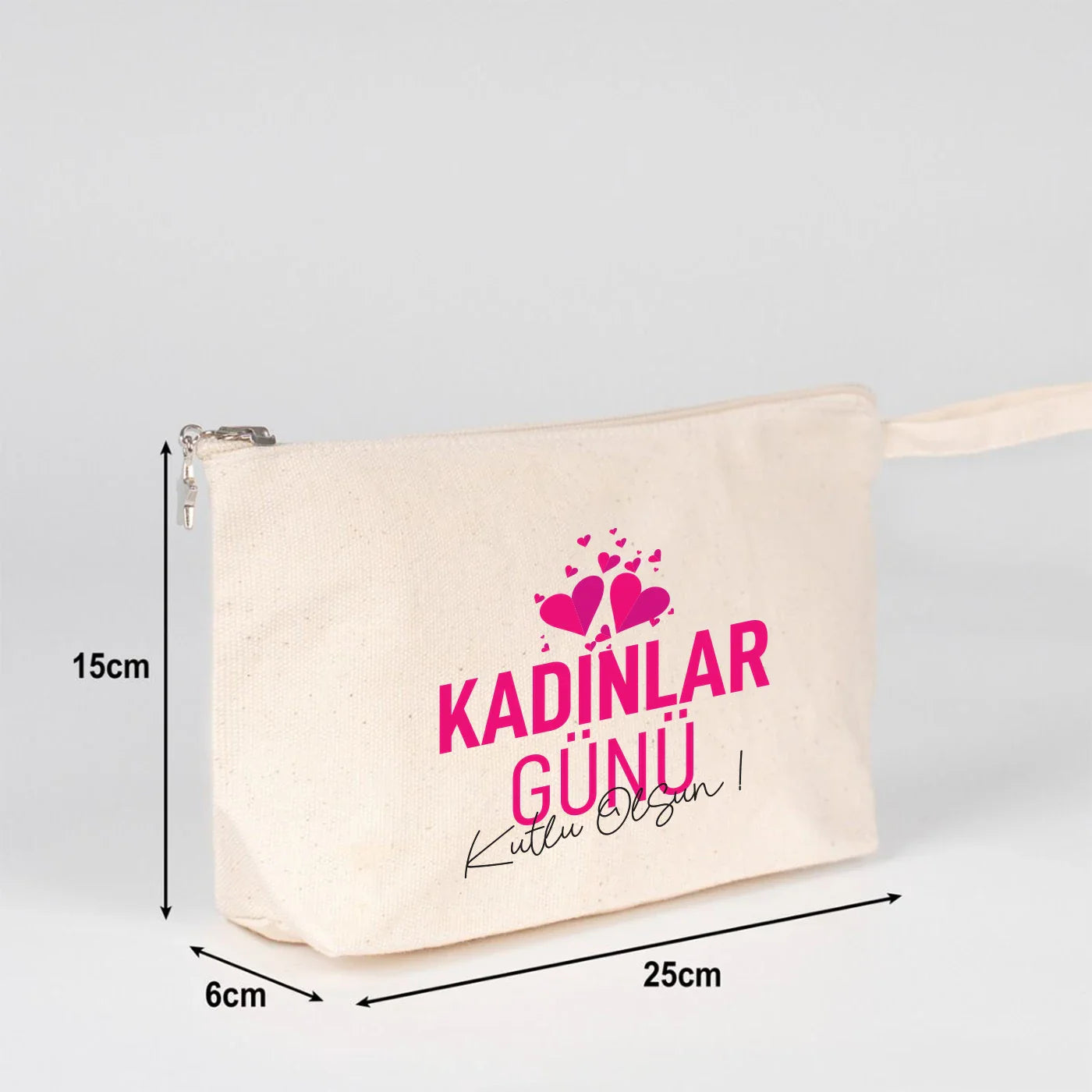 25x15x6 cm Körüklü Kanvas Clutch Çanta – Kadınlar Günü Hediyesi - yakın çekim