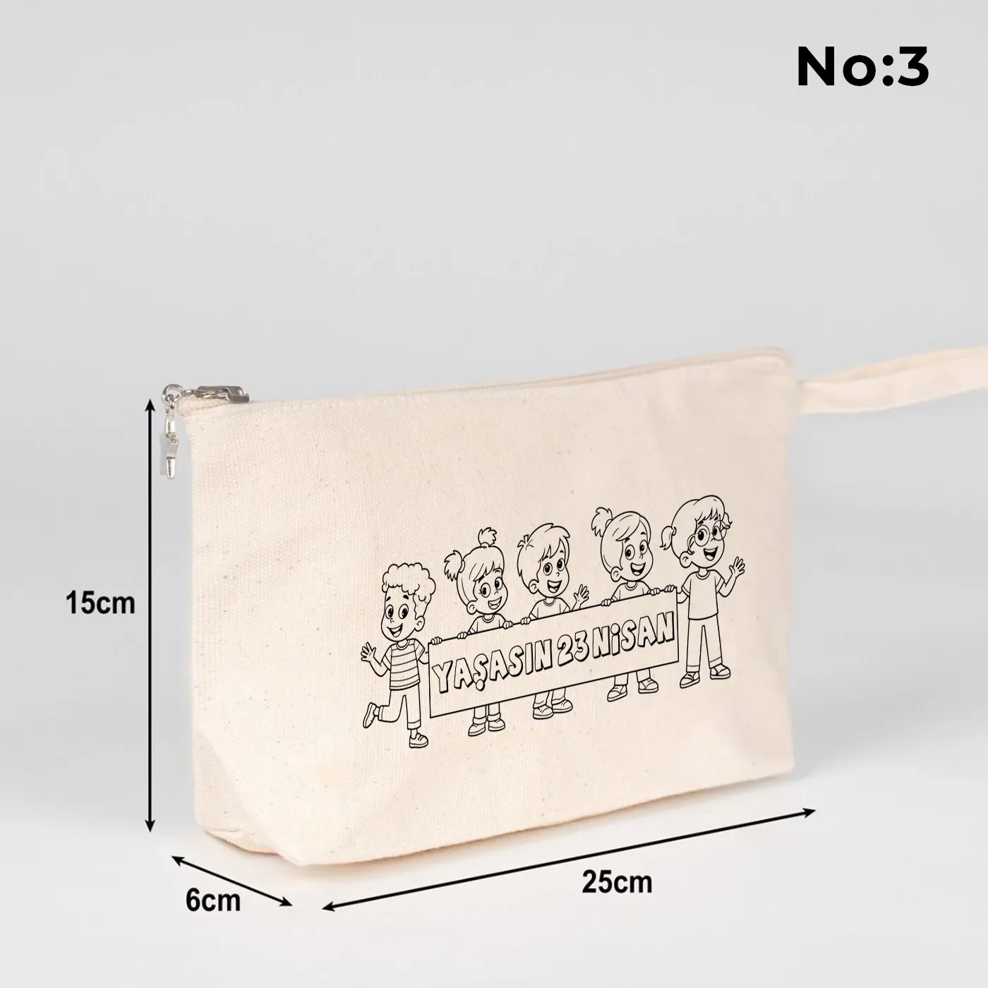 Boyanabilir 25x15x6 cm Kanvas Kalemlik Körüklü - 23 Nisan Hediyesi - yakın çekim