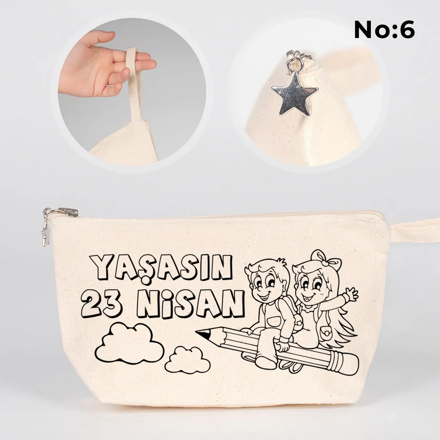 Boyanabilir 25x15x6 cm Kanvas Kalemlik Körüklü - 23 Nisan Hediyesi - görsel 6